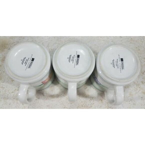 Oneida Genuine Stoneware Set of 3 Tulip Garden Floral Pattern Coffee Mugs - EUC- - Picture 6 of 9